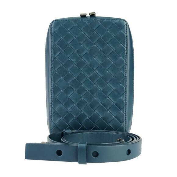 BOTTEGA VENETA Blue Leather Intrecciato Shoulder Bag - Picture 1 of 9
